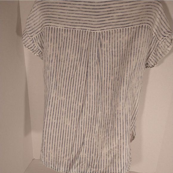 Harper Button Down Shirt Distressed Blue Stripe Sz Medium Faded Distressed Style - Picture 6 of 9